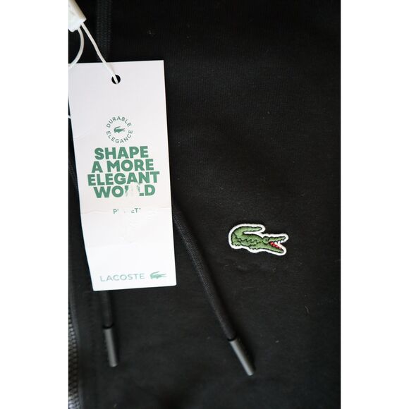 Lacoste Men's Sz XL Black Classic Fit Crocodile Logo Full Zip Hoodie Jacket - Picture 5 of 13